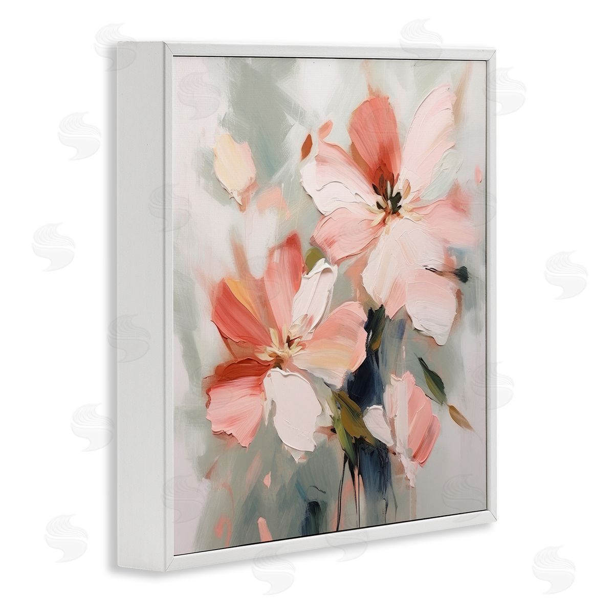 Charming Pink Blossoms White Frame Print Wall Art, Home Decor by Irena Orlov
