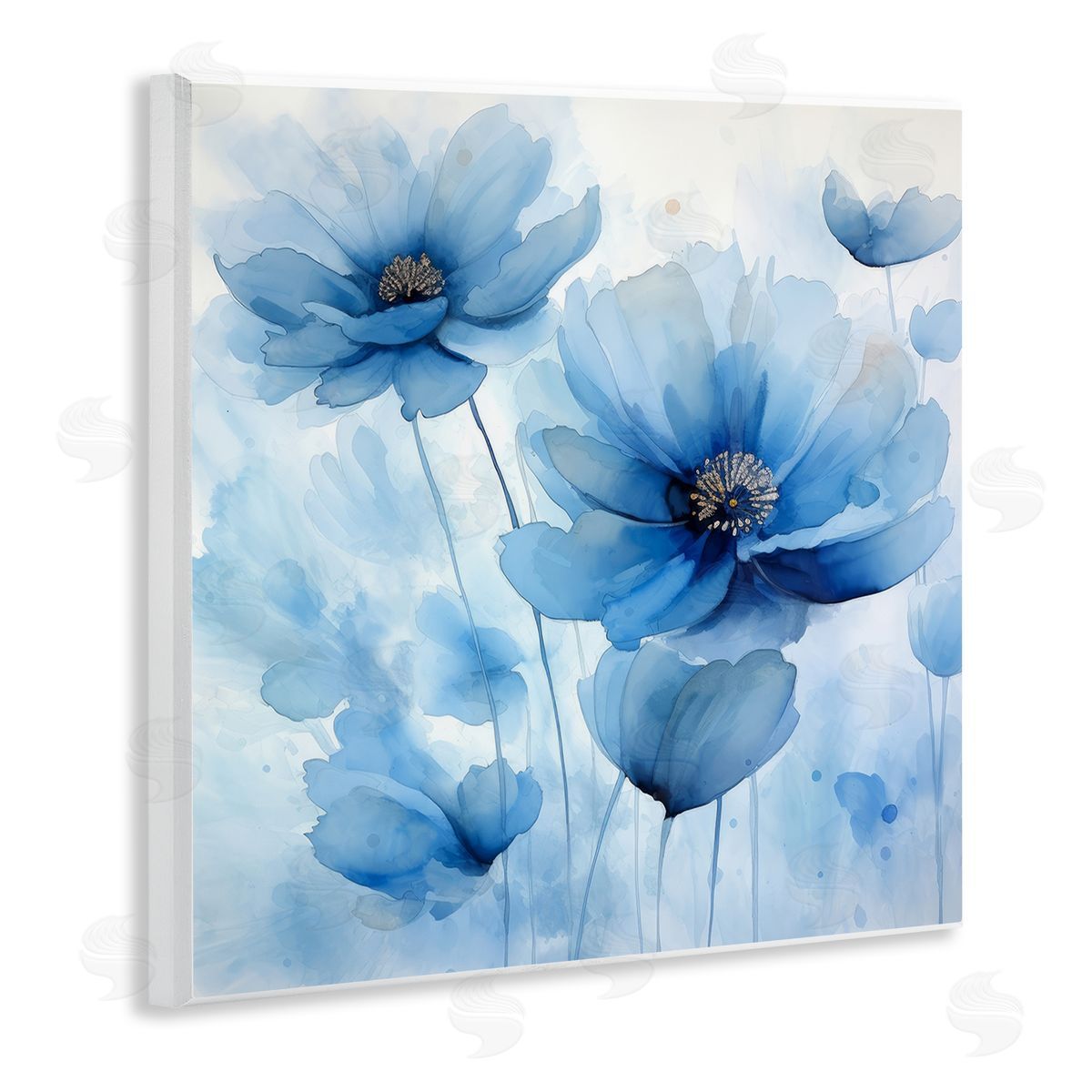Mystical Blue Poppies Wood Plaque Wall Art, Home Decor by Irena Orlov