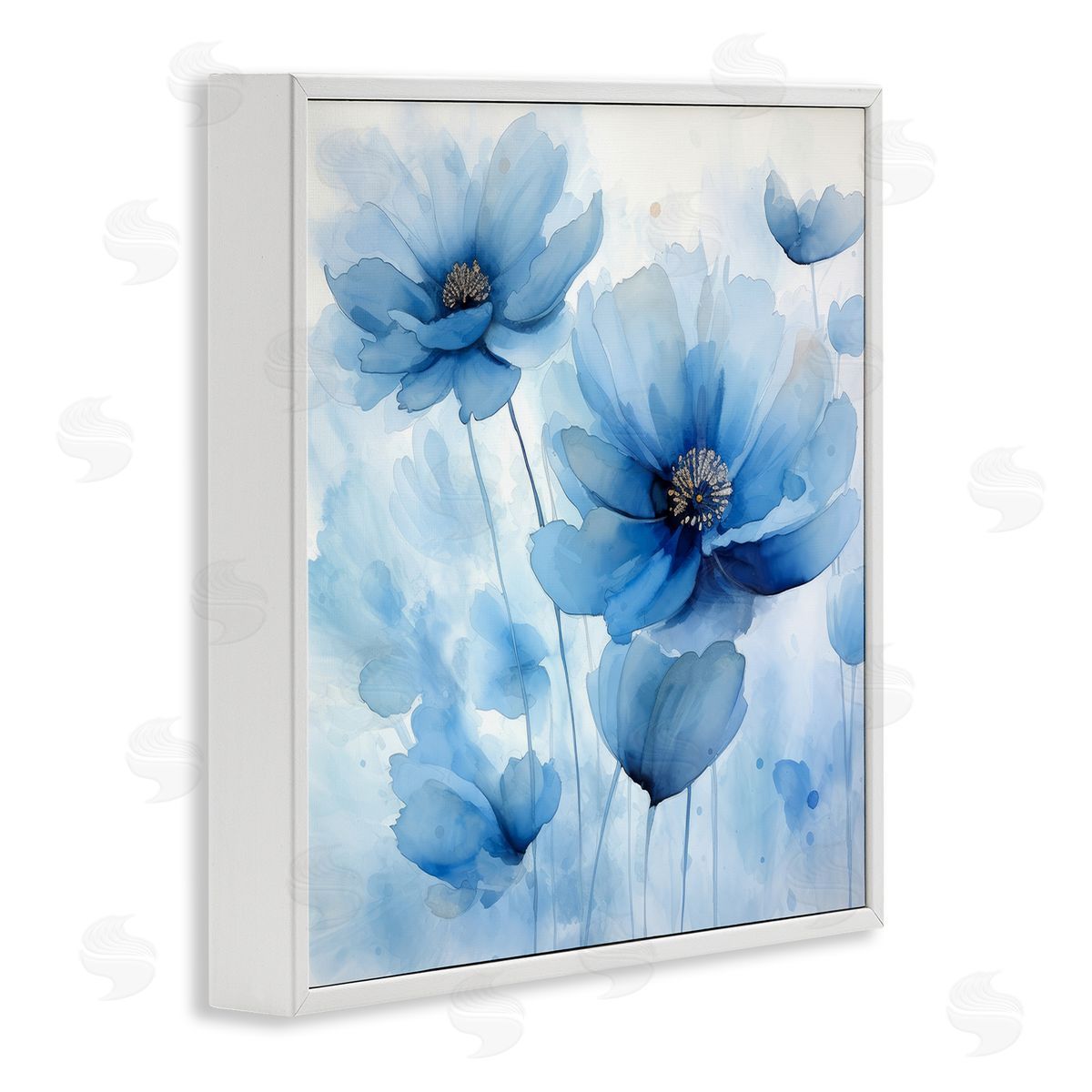 Mystical Blue Poppies White Frame Print Wall Art, Home Decor by Irena Orlov