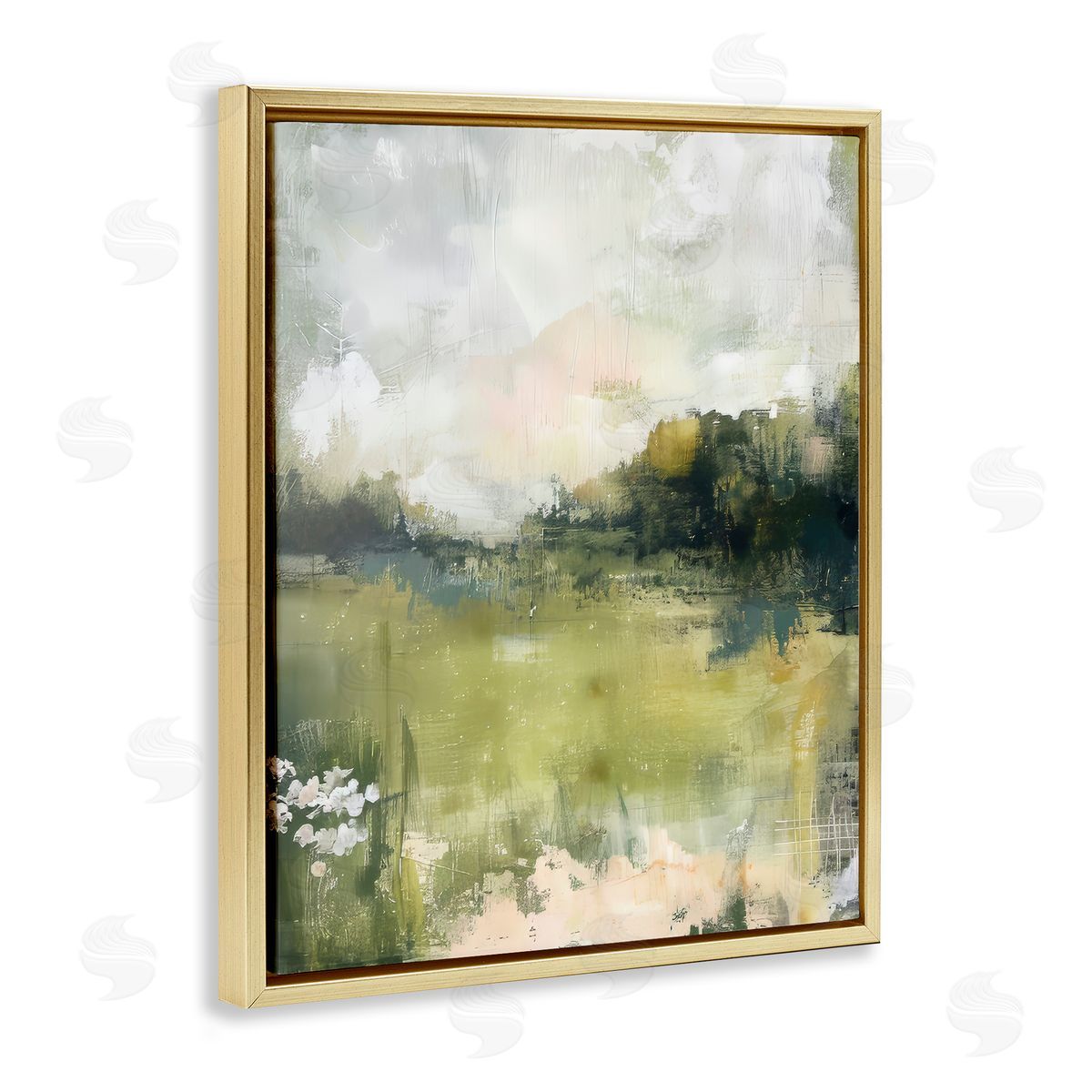 Scenic Faded Atmosphere Gold Floating Frame Canvas Wall Art, Home Decor by Irena Orlov