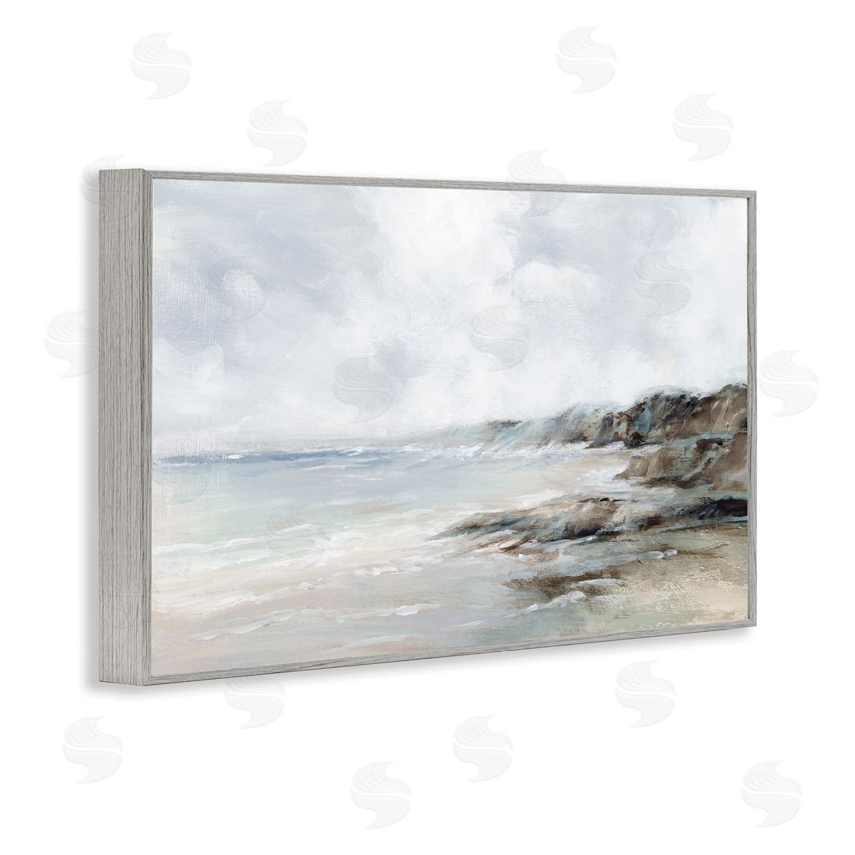 Classic Shoreline Cliffs Grey Frame Print Wall Art, Home Decor by Luna Mavis
