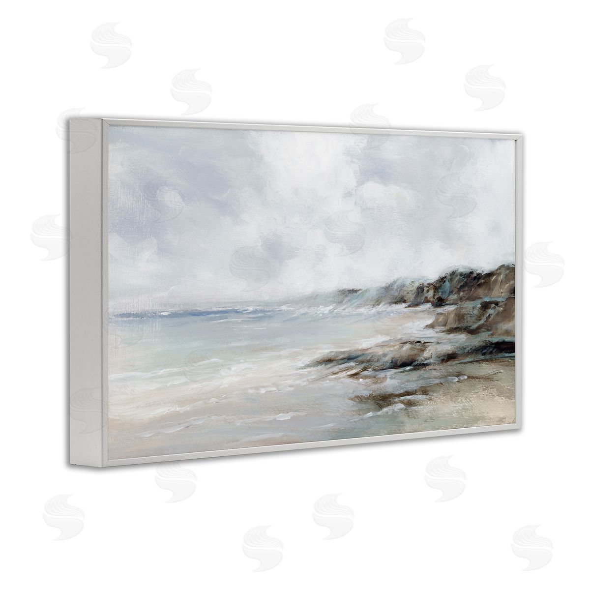 Classic Shoreline Cliffs White Frame Print Wall Art, Home Decor by Luna Mavis