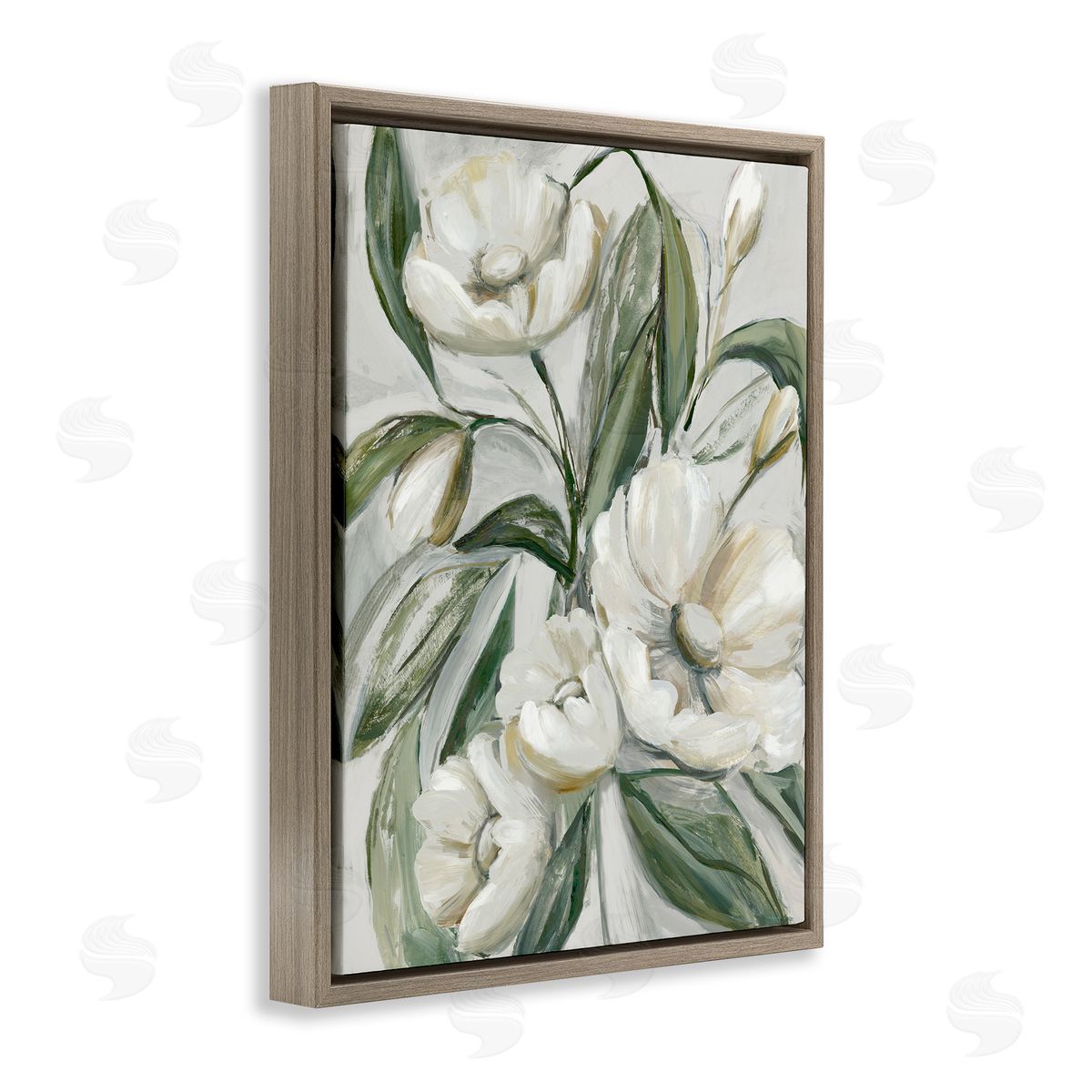 Bountiful Apple Blossoms Brown Floating Frame Canvas Wall Art, Home Decor by Hannah Dawson