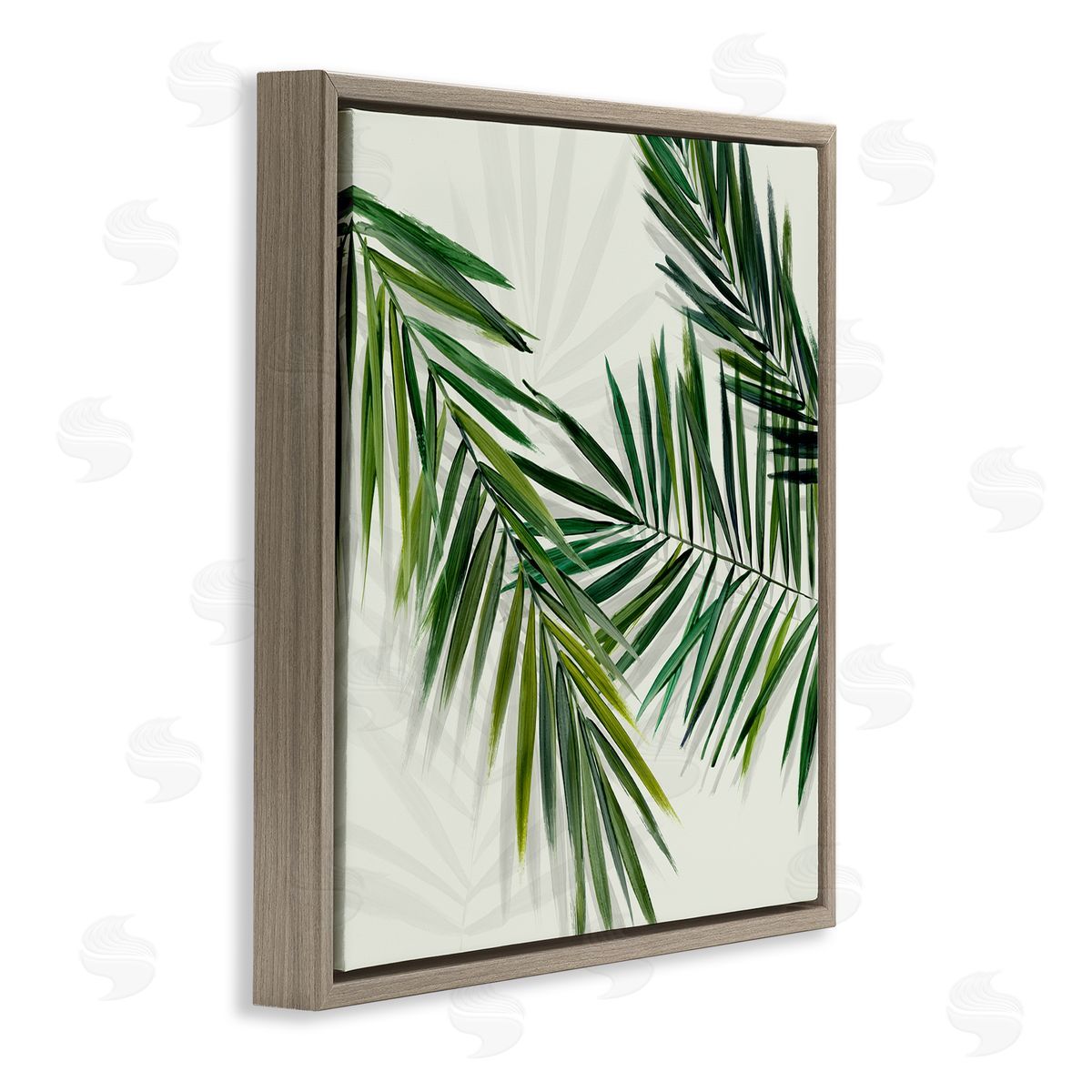 Tropical Palms with Shadows Brown Floating Frame Canvas Wall Art, Home Decor by Hannah Dawson