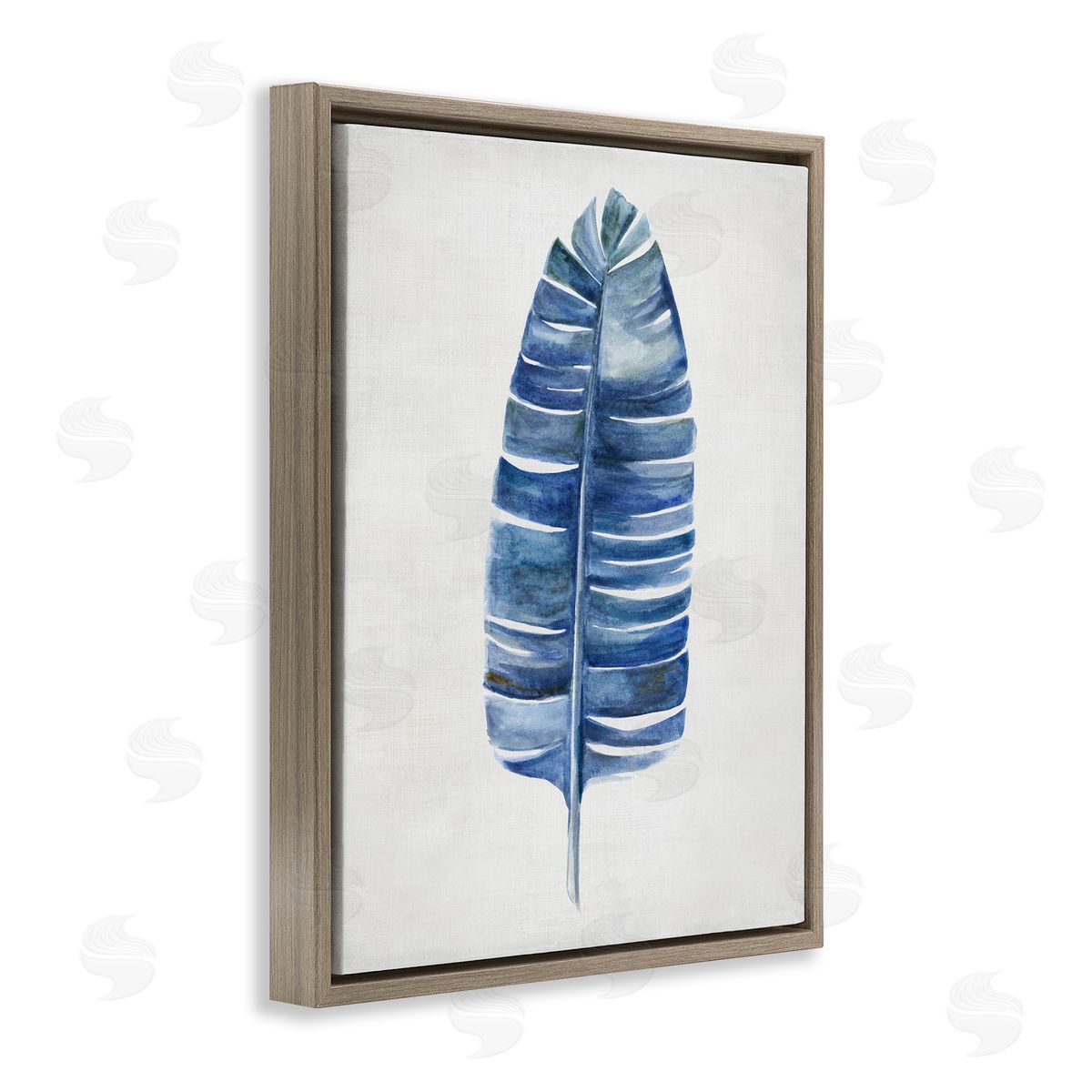 Single Fan Plant Sprig Brown Floating Frame Canvas Wall Art, Home Decor by Hannah Dawson