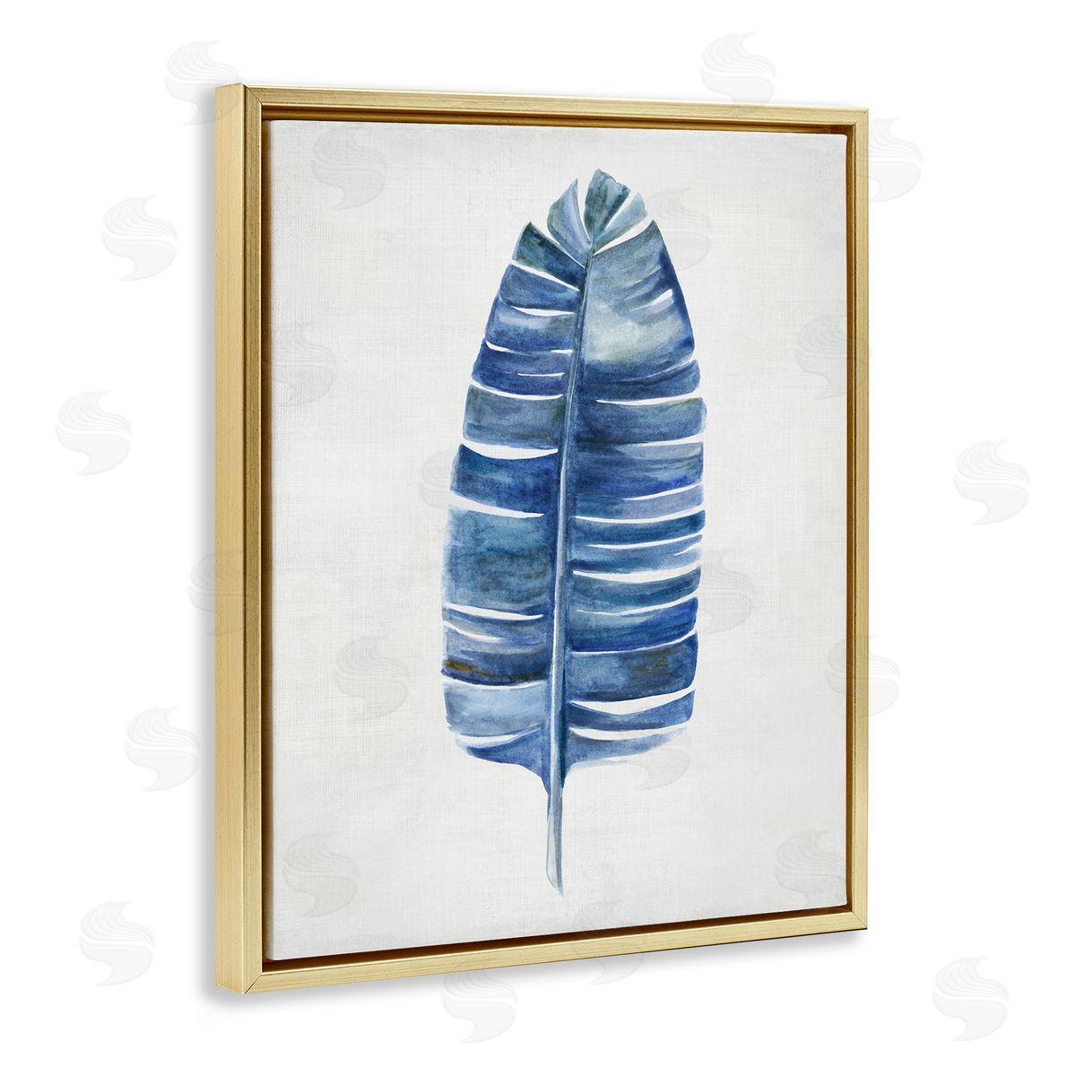 Single Fan Plant Sprig Gold Floating Frame Canvas Wall Art, Home Decor by Hannah Dawson
