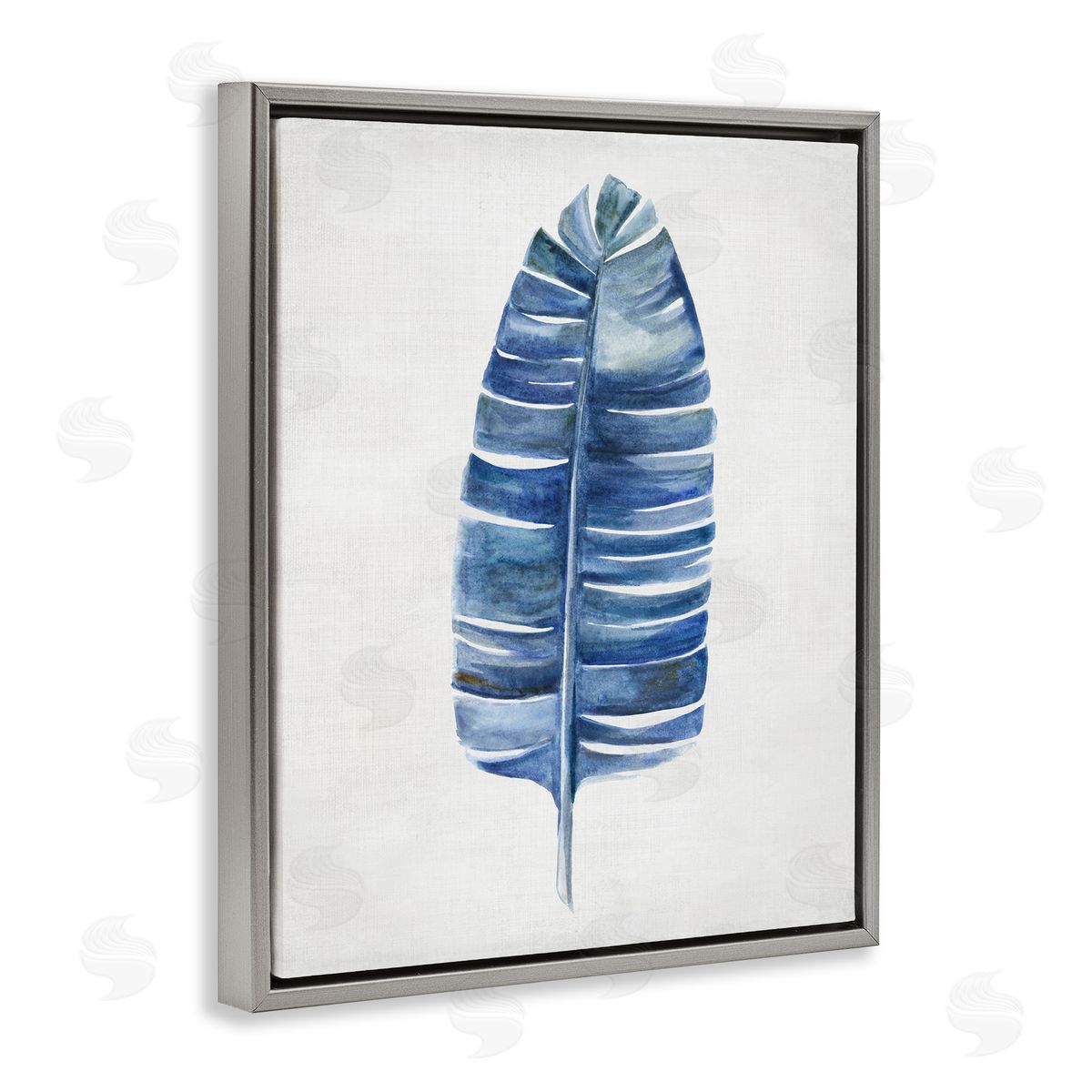 Single Fan Plant Sprig Grey Floating Frame Canvas Wall Art, Home Decor by Hannah Dawson