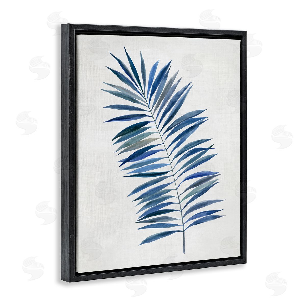 Simple Palm Leaf Black Floating Frame Canvas Wall Art, Home Decor by Hannah Dawson