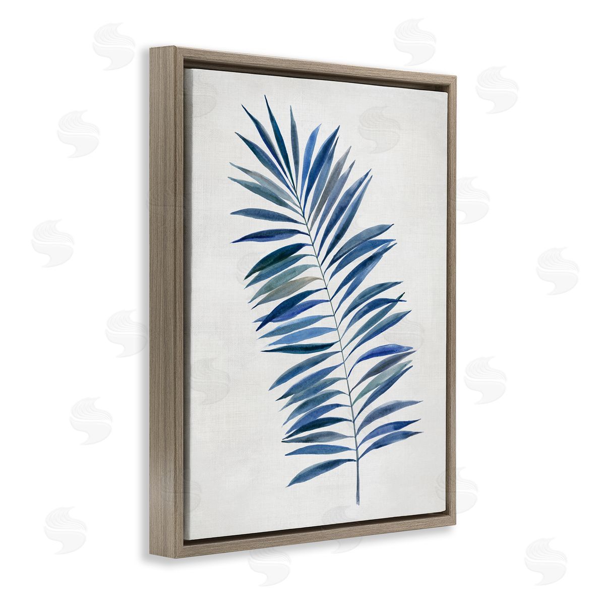 Simple Palm Leaf Brown Floating Frame Canvas Wall Art, Home Decor by Hannah Dawson