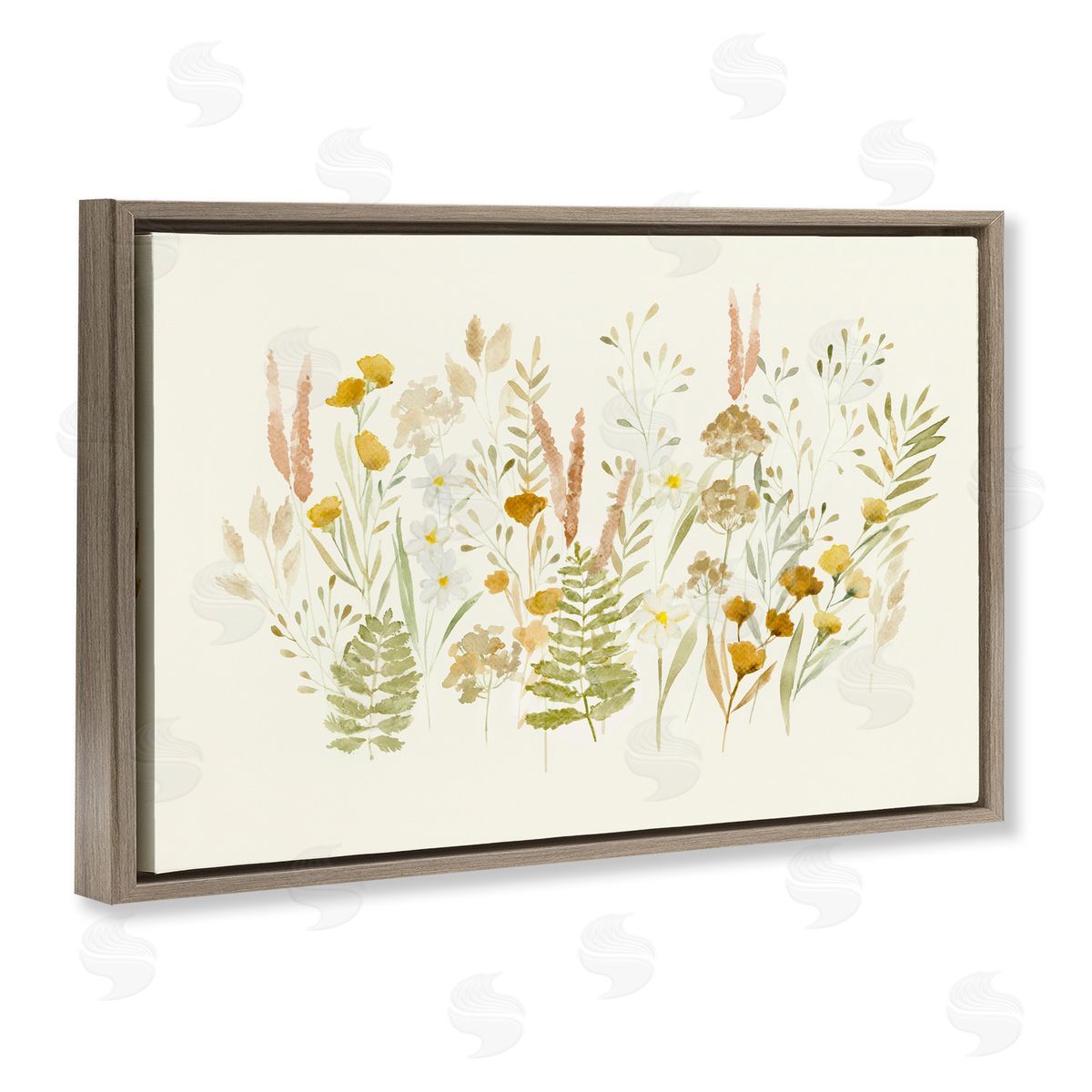 Wild Cottage Blooms Brown Floating Frame Canvas Wall Art, Home Decor by Hannah Dawson