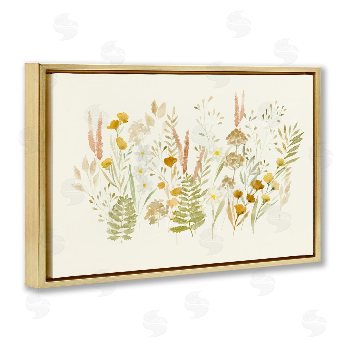 Wild Cottage Blooms Gold Floating Frame Canvas Wall Art, Home Decor by Hannah Dawson