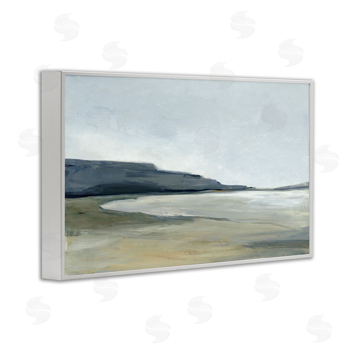 Muted Coastline Cliff White Frame Print Wall Art, Home Decor by Hannah Dawson