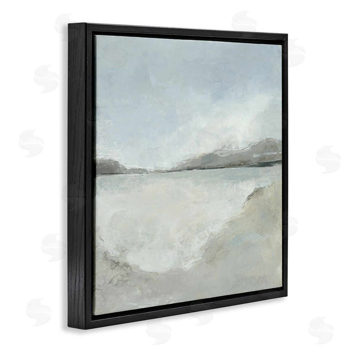 Abstract Distressed Beach Black Floating Frame Canvas Wall Art, Home Decor by Hannah Dawson