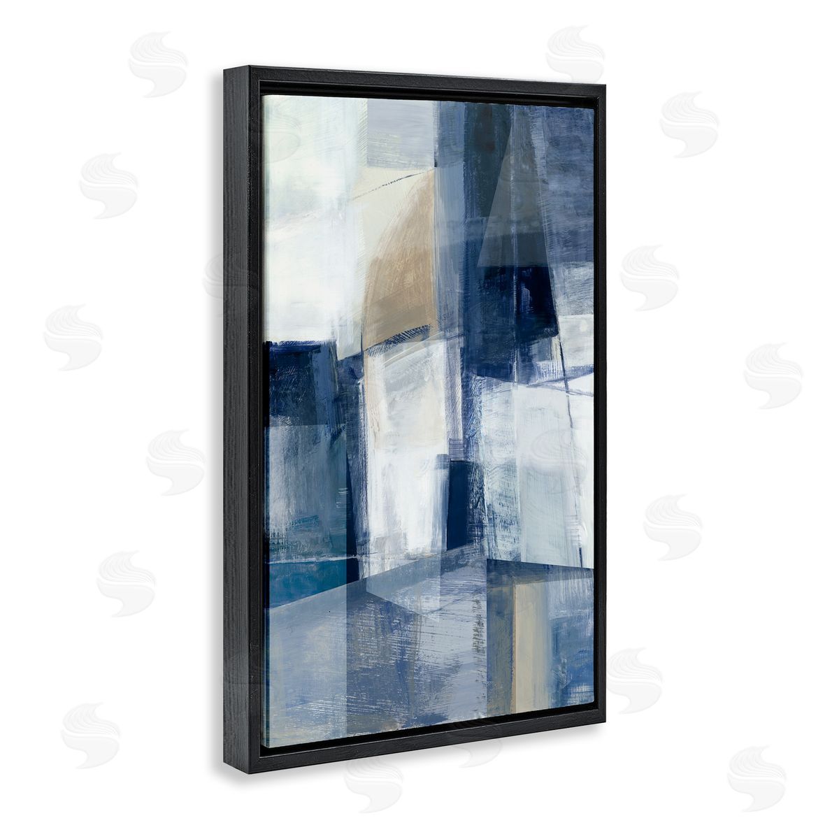 Dynamic Geometric Abstract Black Floating Frame Canvas Wall Art, Home Decor by Hannah Dawson