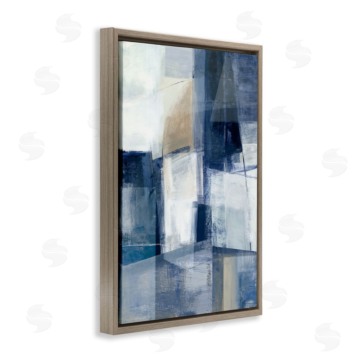 Dynamic Geometric Abstract Brown Floating Frame Canvas Wall Art, Home Decor by Hannah Dawson