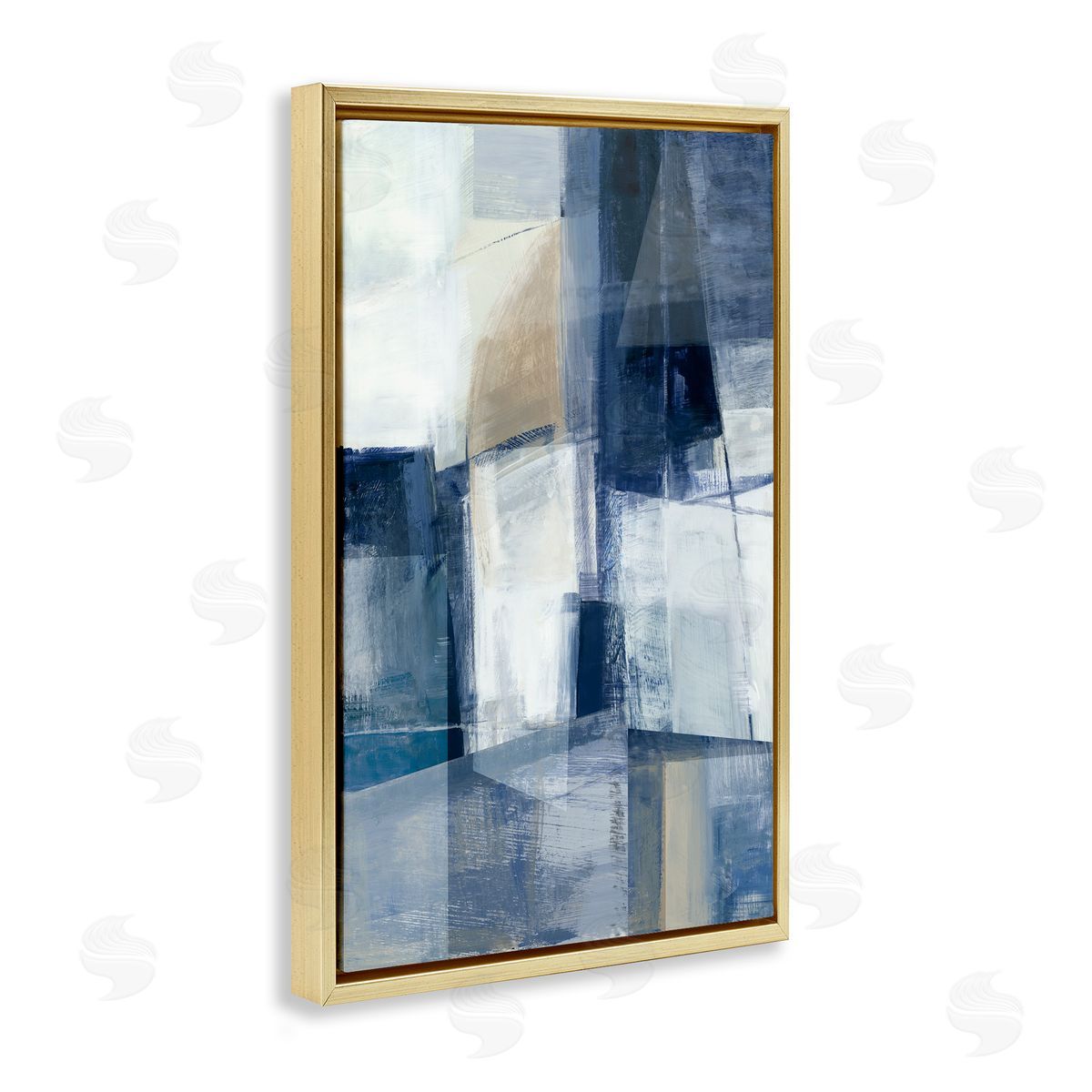Dynamic Geometric Abstract Gold Floating Frame Canvas Wall Art, Home Decor by Hannah Dawson