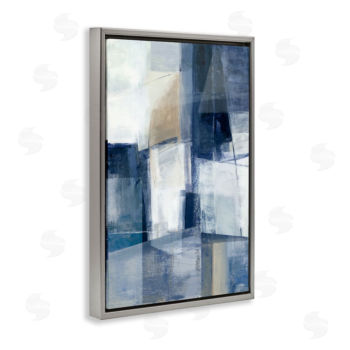 Dynamic Geometric Abstract Grey Floating Frame Canvas Wall Art, Home Decor by Hannah Dawson