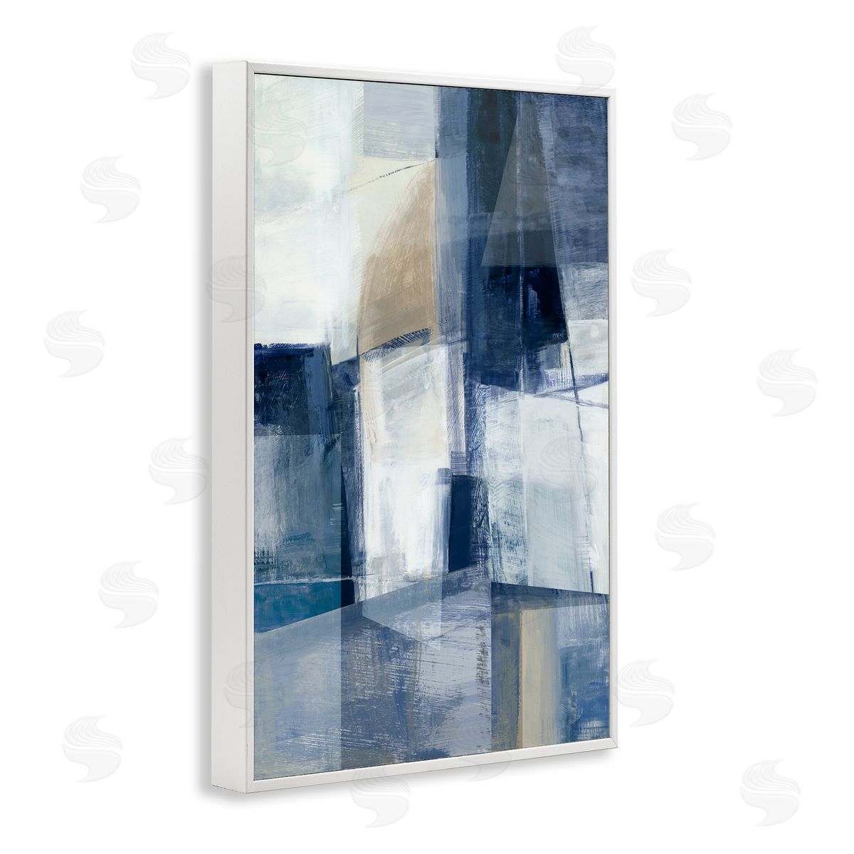Dynamic Geometric Abstract White Frame Print Wall Art, Home Decor by Hannah Dawson