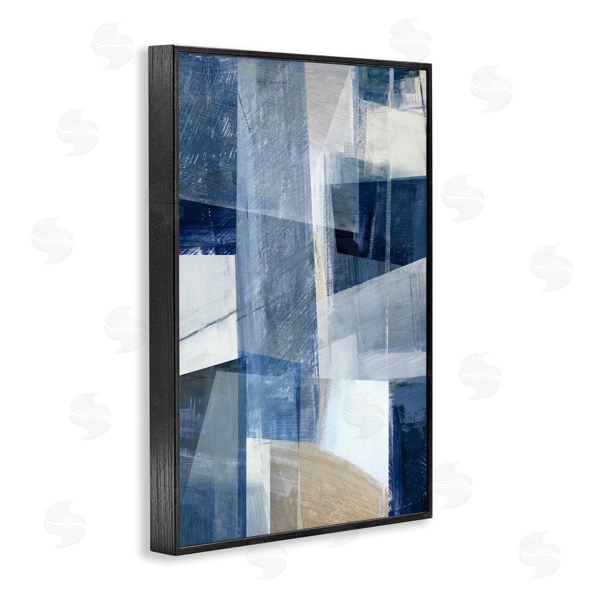 Oblique Geometric Shapes Black Frame Print Wall Art, Home Decor by Hannah Dawson