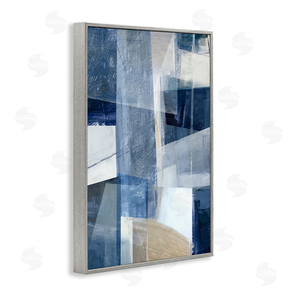 Oblique Geometric Shapes Grey Frame Print Wall Art, Home Decor by Hannah Dawson