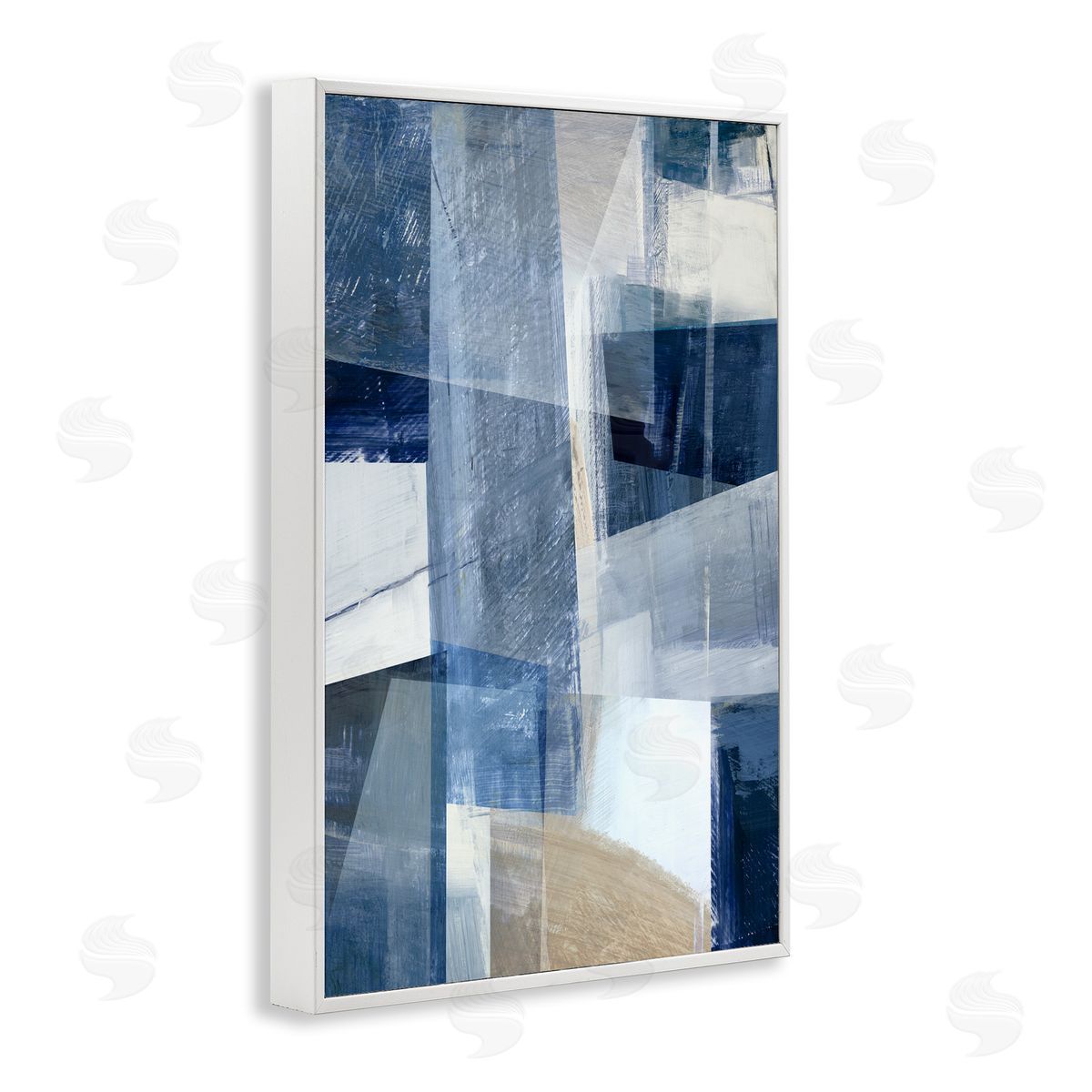 Oblique Geometric Shapes White Frame Print Wall Art, Home Decor by Hannah Dawson