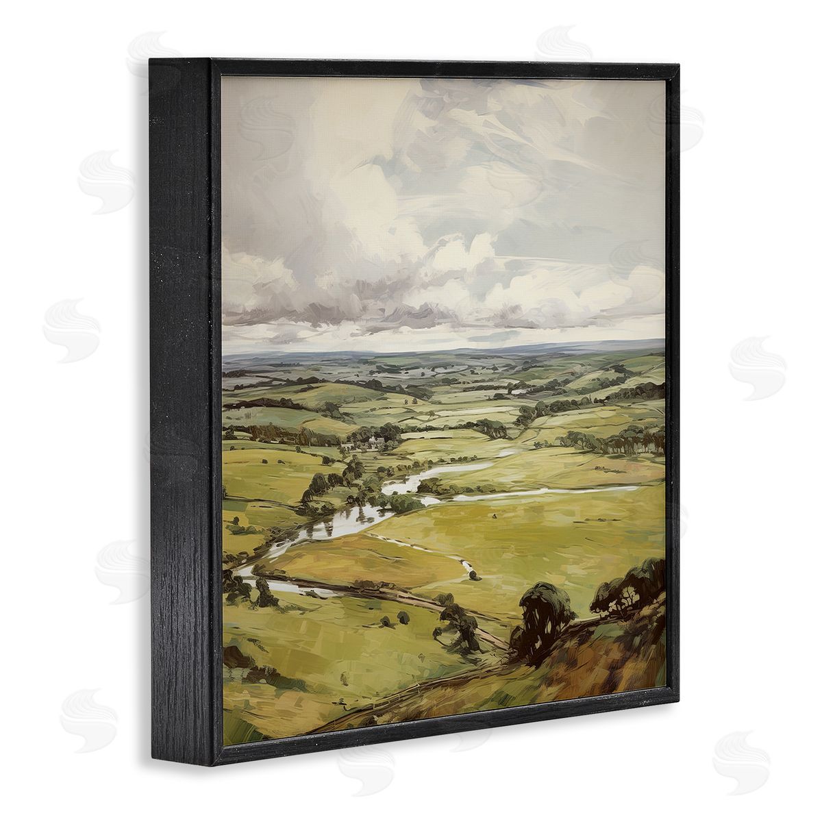 Rural Tributaries Overlook Black Frame Print Wall Art, Home Decor by Raymond Powers
