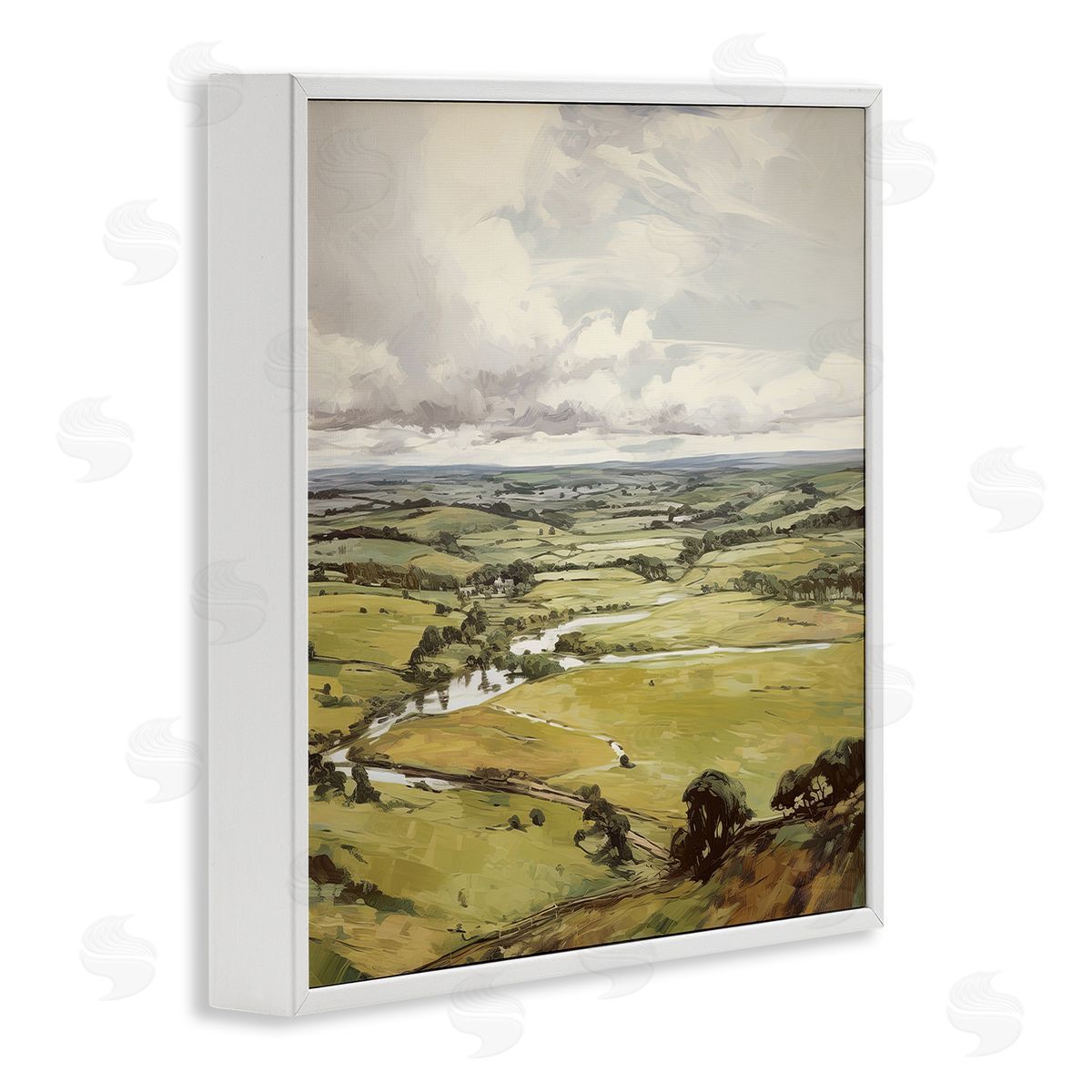 Rural Tributaries Overlook White Frame Print Wall Art, Home Decor by Raymond Powers