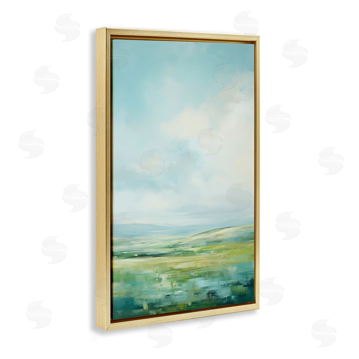 Scenic Countryside Clouds Gold Floating Frame Canvas Wall Art, Home Decor by Raymond Powers