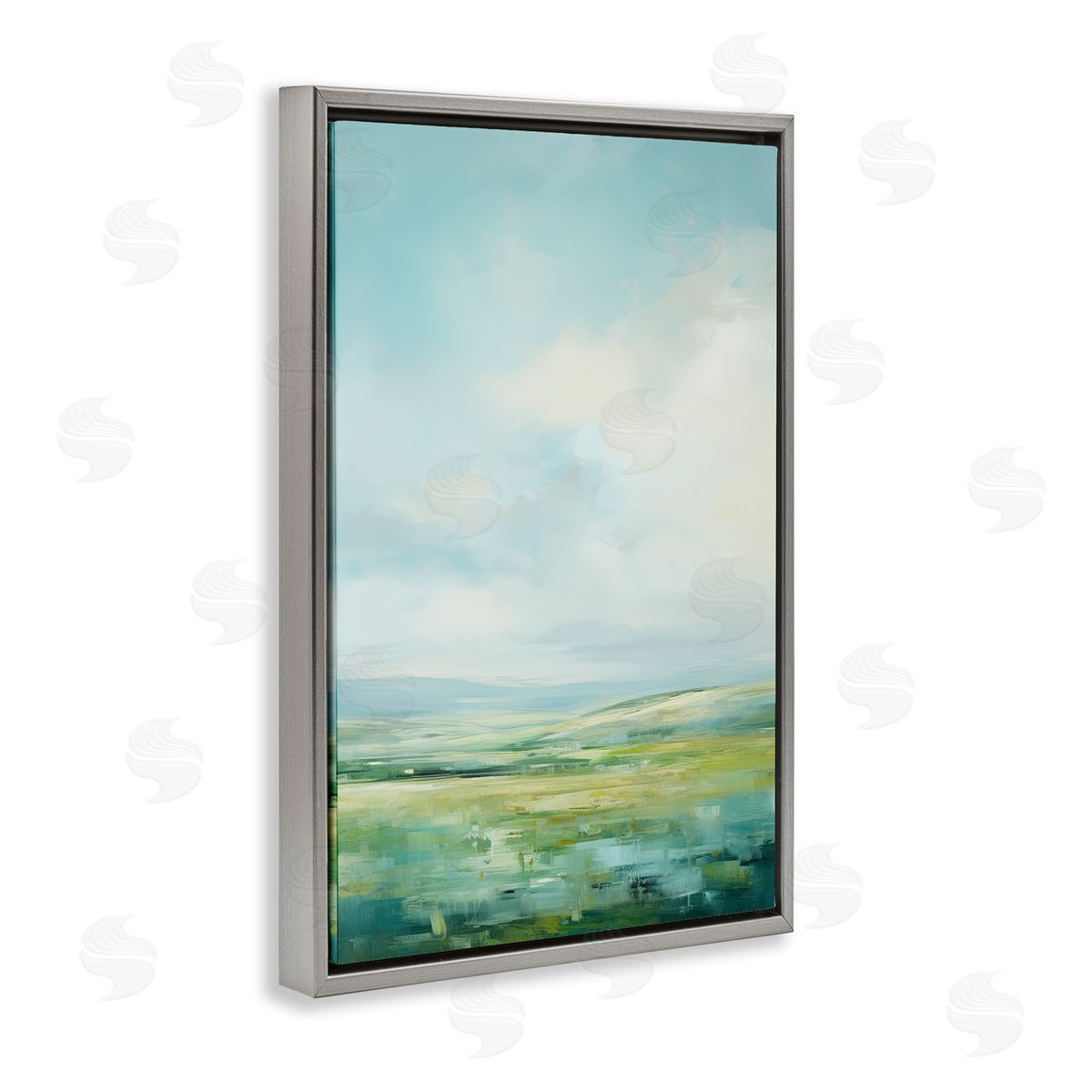 Scenic Countryside Clouds Grey Floating Frame Canvas Wall Art, Home Decor by Raymond Powers