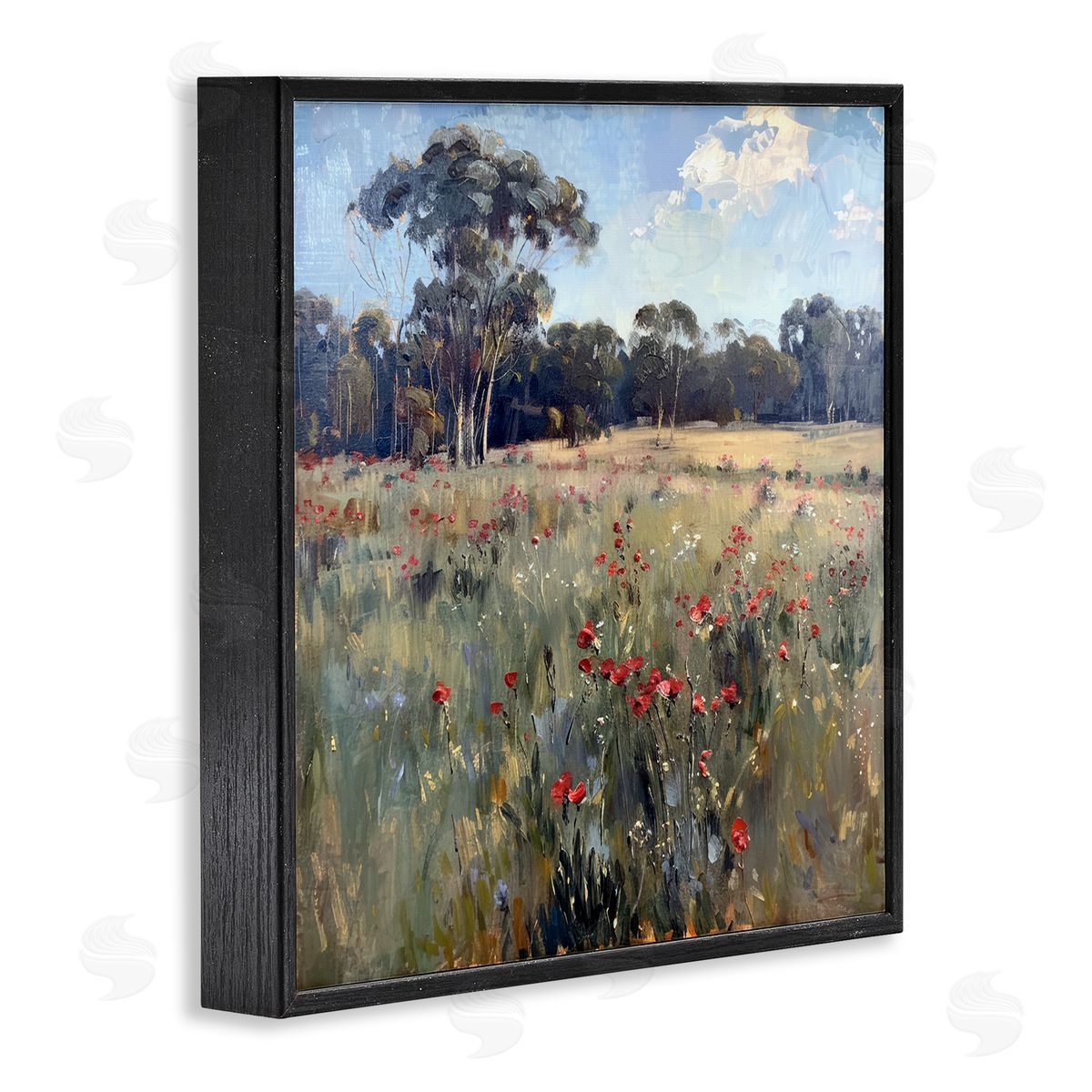 Poppies in Vast Field Black Frame Print Wall Art, Home Decor by Raymond Powers