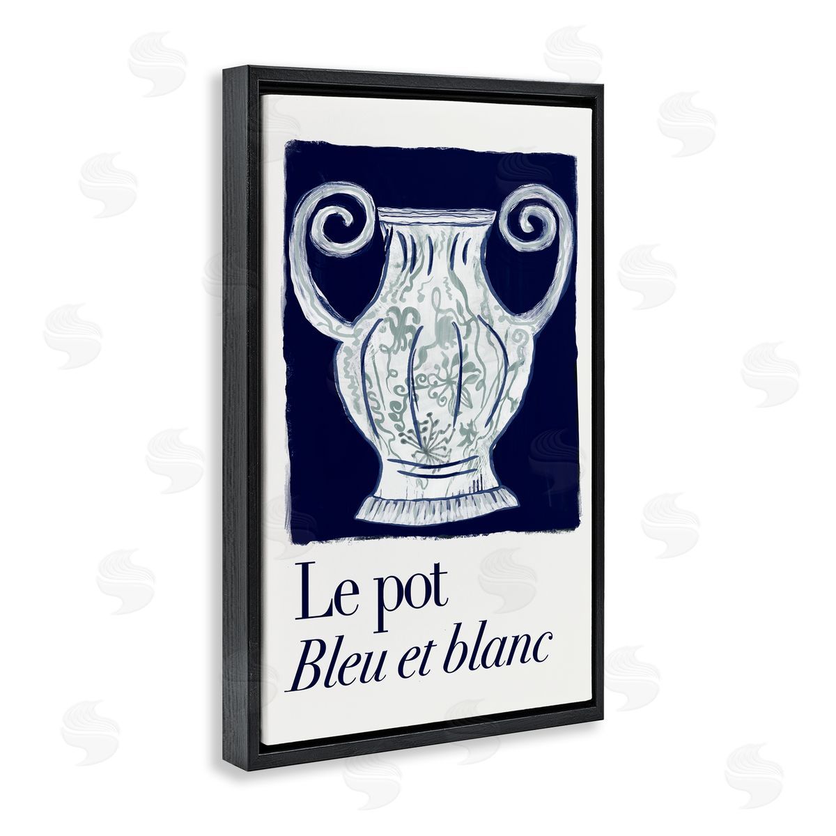 Le Pot Ornate Vase Black Floating Frame Canvas Wall Art, Home Decor by cartissi