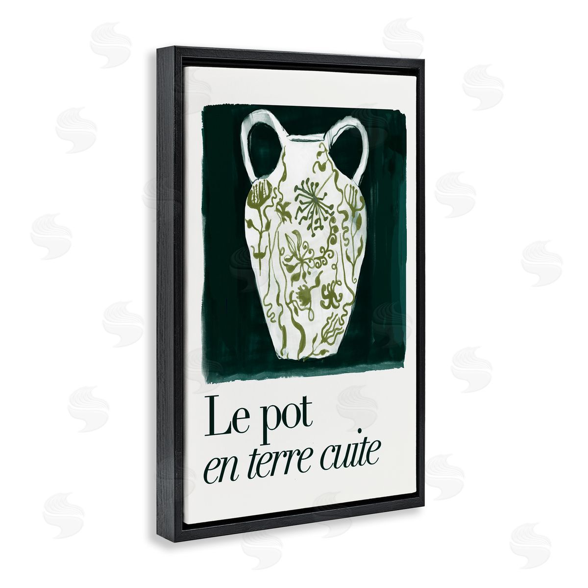 Floral Pot Vase Black Floating Frame Canvas Wall Art, Home Decor by cartissi
