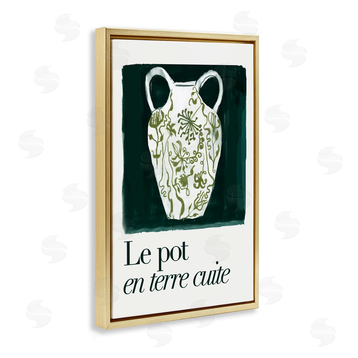Floral Pot Vase Gold Floating Frame Canvas Wall Art, Home Decor by cartissi
