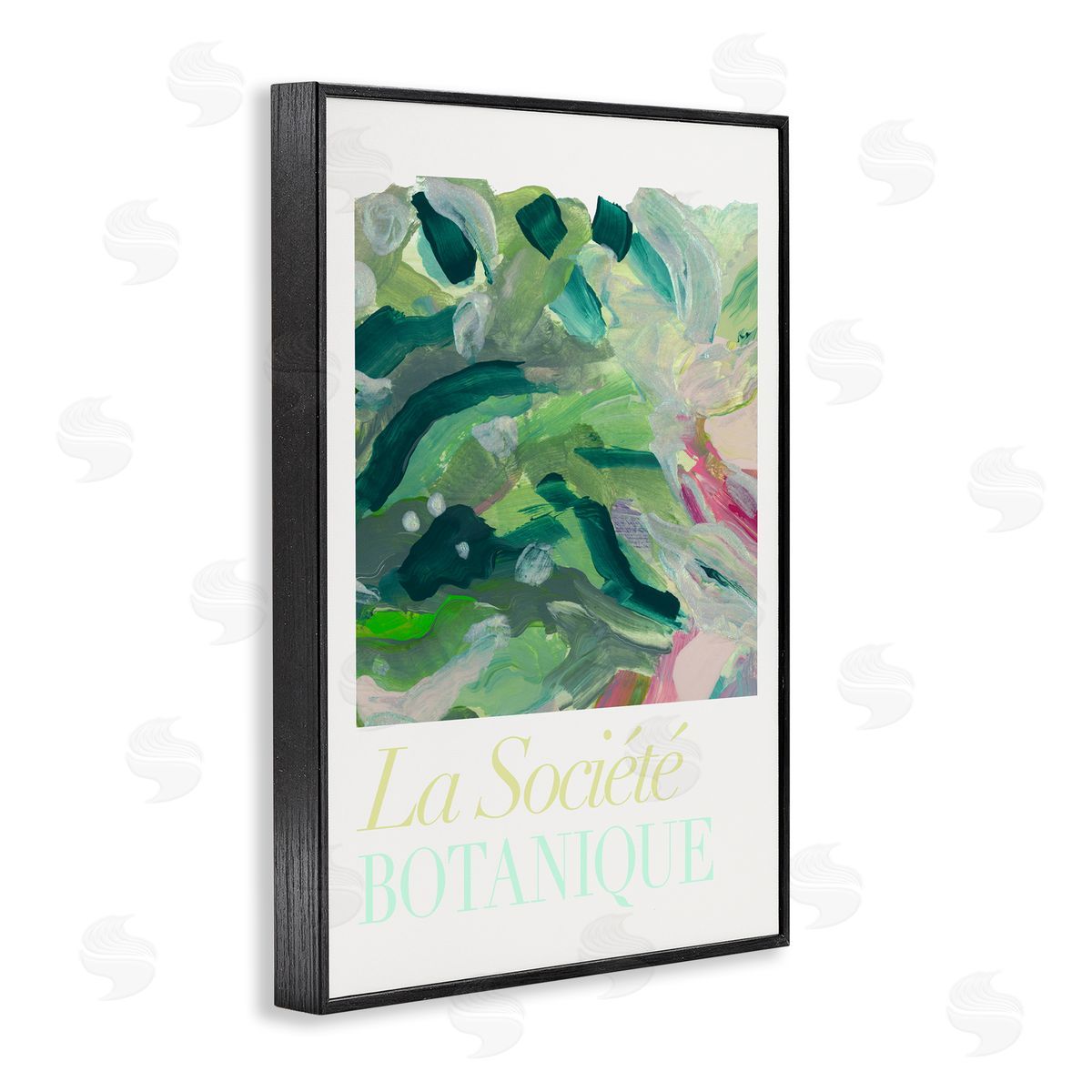 French Leaves Abstraction Black Frame Print Wall Art, Home Decor by cartissi