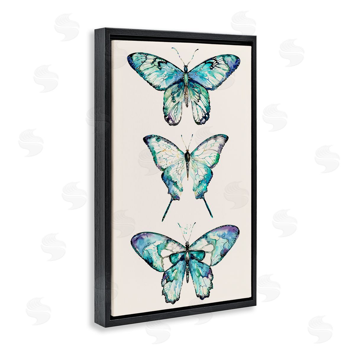 Classic Butterfly Specimens Black Floating Frame Canvas Wall Art, Home Decor by Christine Zalewski