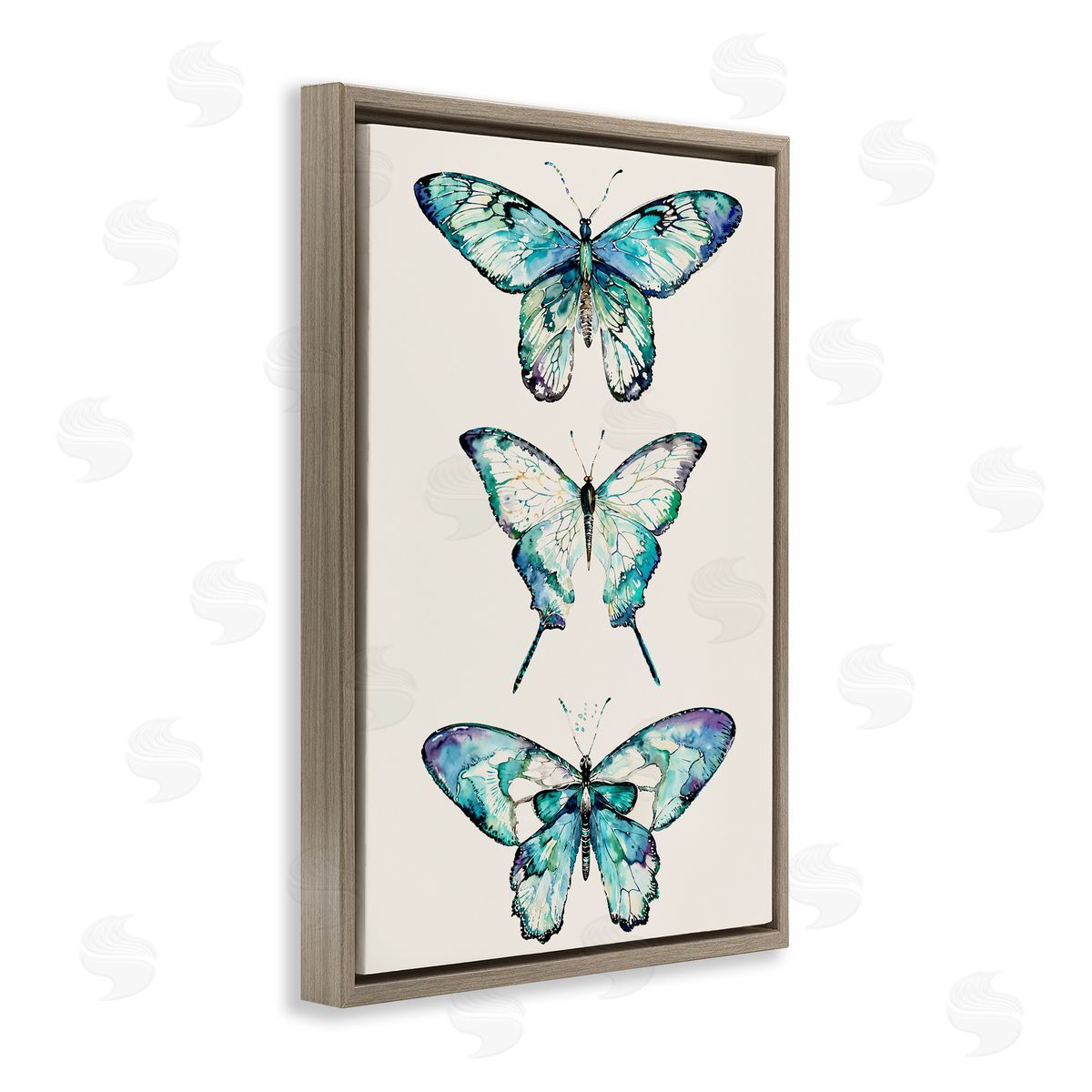 Classic Butterfly Specimens Brown Floating Frame Canvas Wall Art, Home Decor by Christine Zalewski