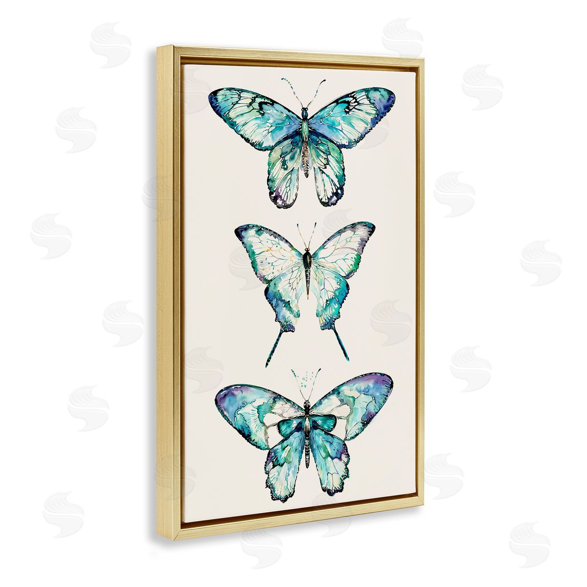 Classic Butterfly Specimens Gold Floating Frame Canvas Wall Art, Home Decor by Christine Zalewski