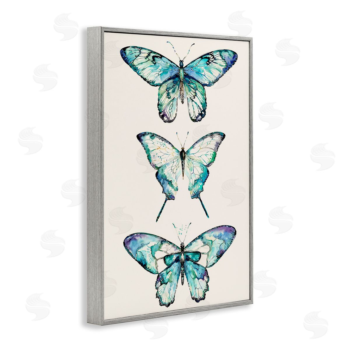 Classic Butterfly Specimens Grey Frame Print Wall Art, Home Decor by Christine Zalewski
