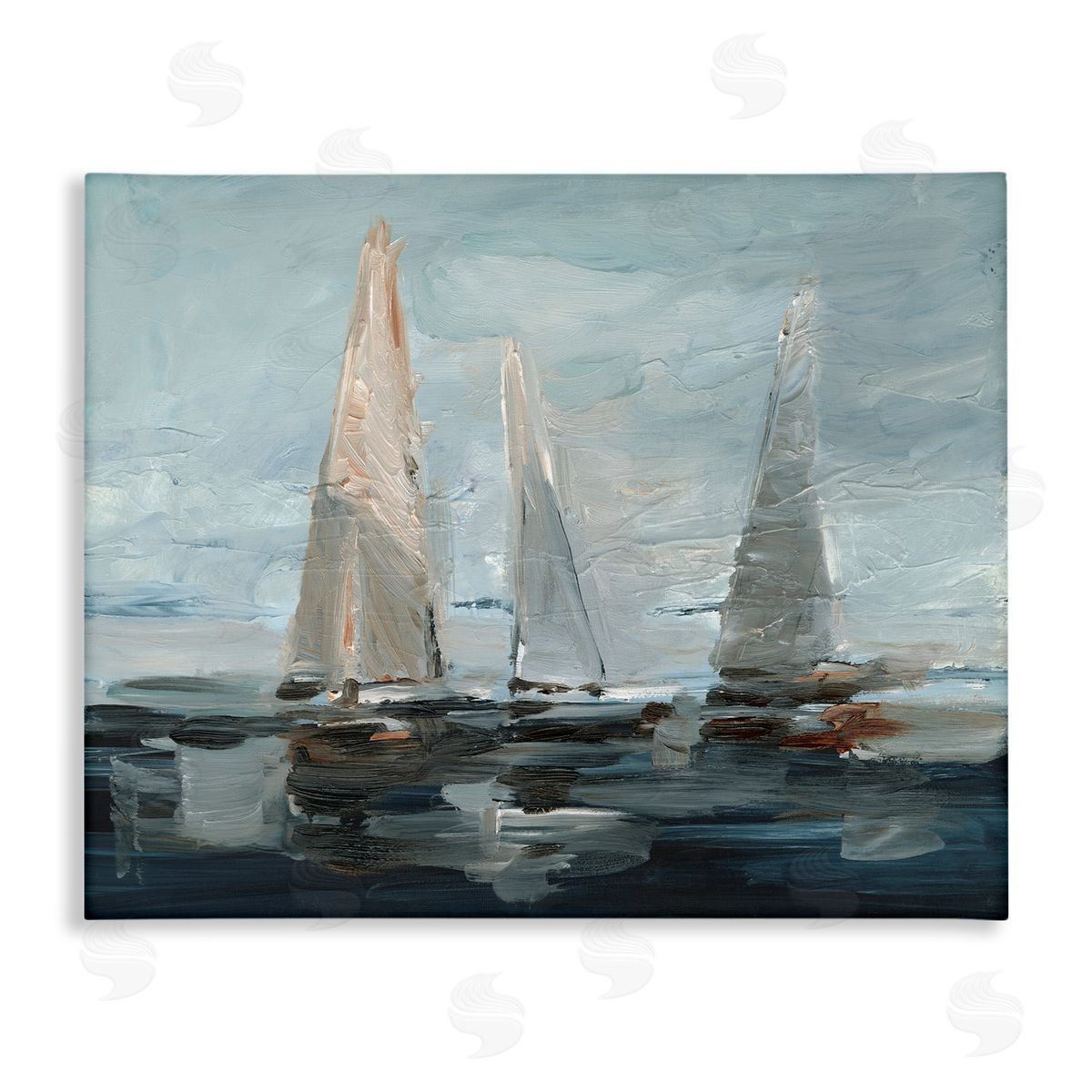 Painterly Sailboat Trio Canvas Wall Art, Home Decor by Ethan Harper