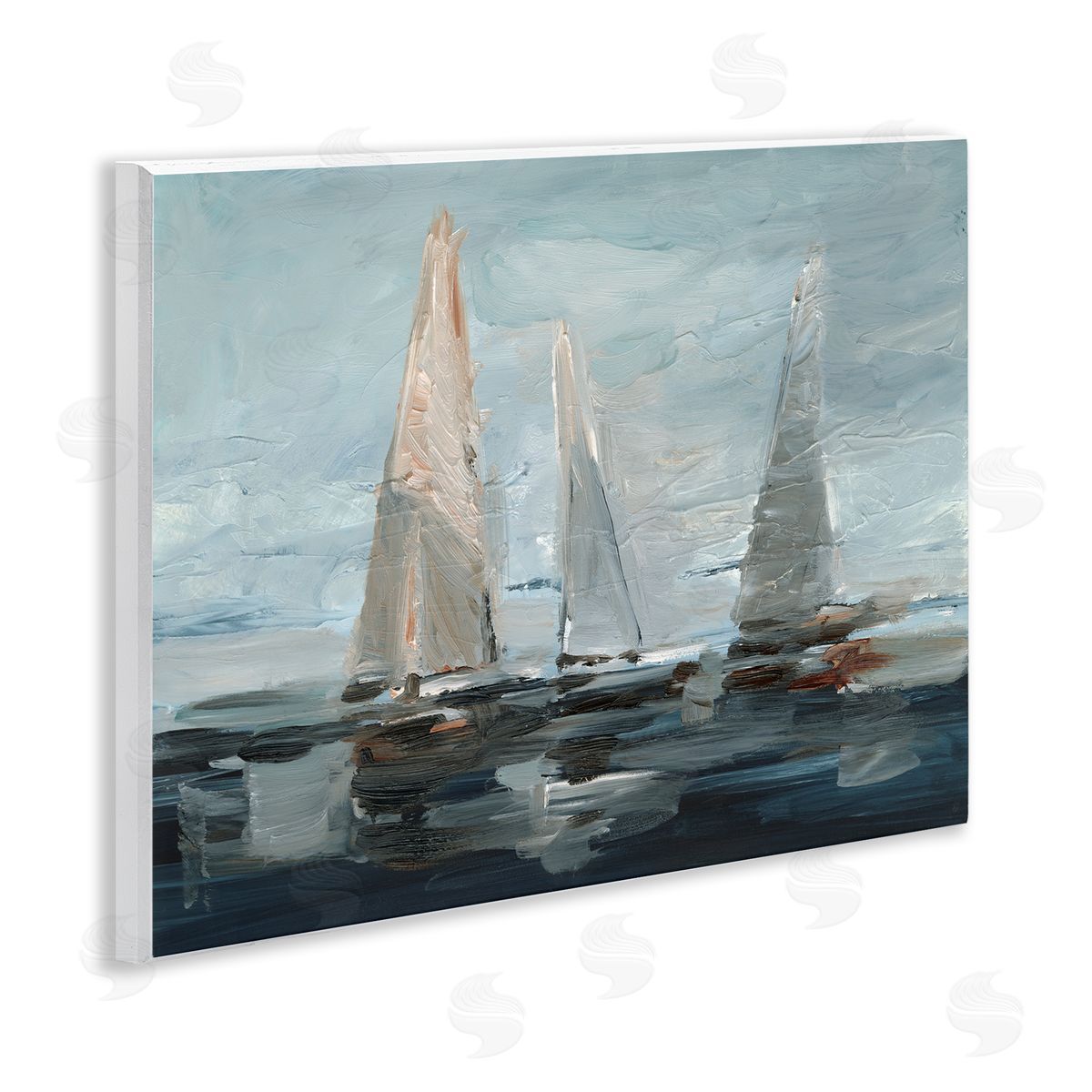 Painterly Sailboat Trio Wood Plaque Wall Art, Home Decor by Ethan Harper