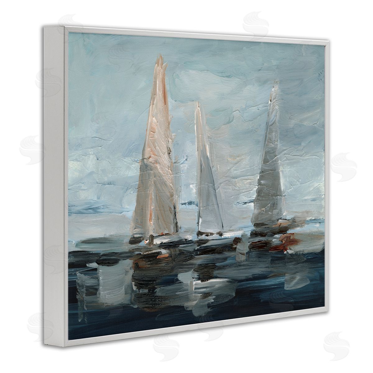 Painterly Sailboat Trio White Frame Print Wall Art, Home Decor by Ethan Harper