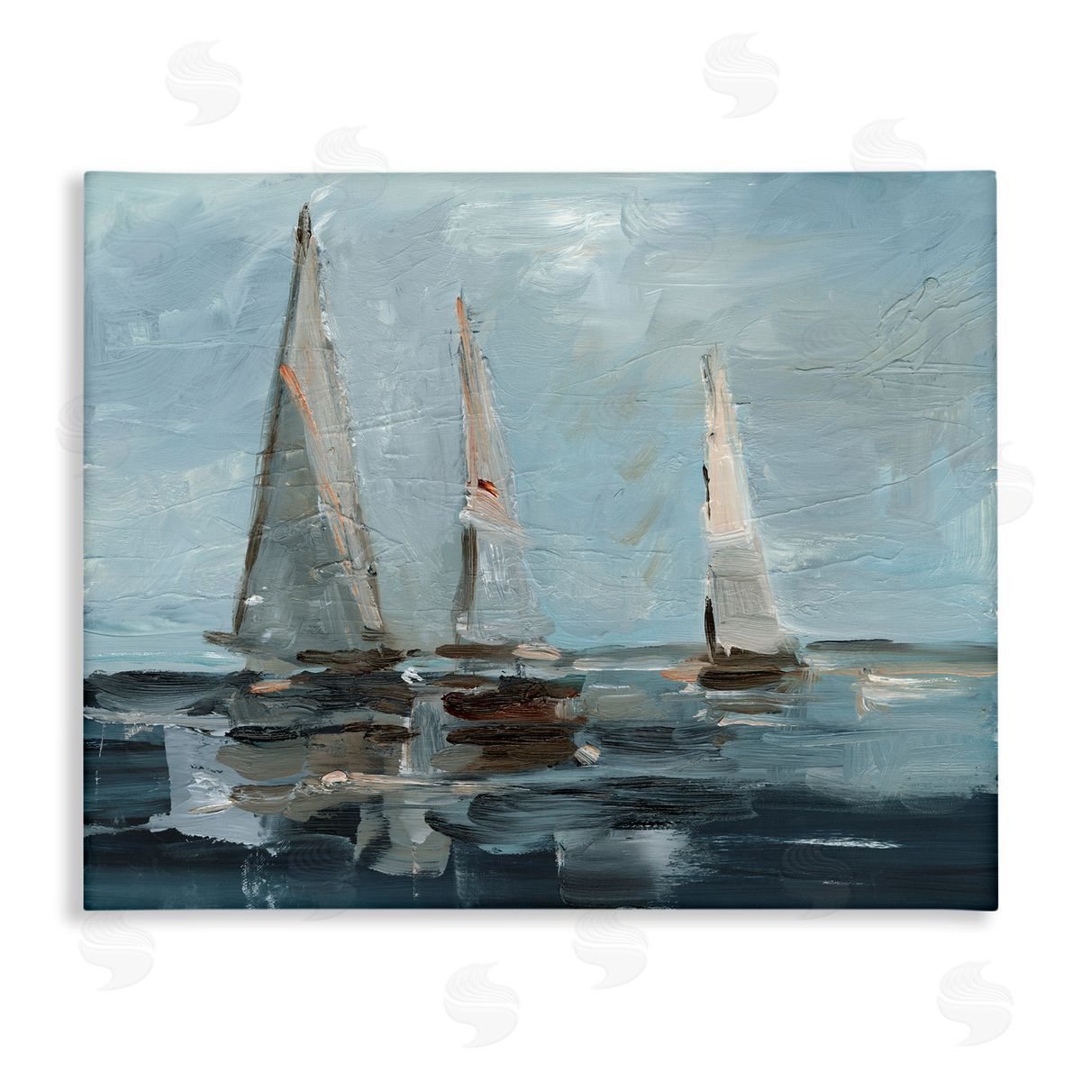 Moody Sailboats Maritime Canvas Wall Art, Home Decor by Ethan Harper