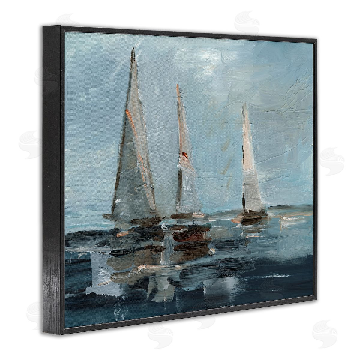Moody Sailboats Maritime Black Frame Print Wall Art, Home Decor by Ethan Harper