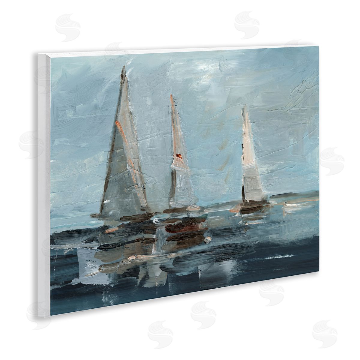 Moody Sailboats Maritime Wood Plaque Wall Art, Home Decor by Ethan Harper