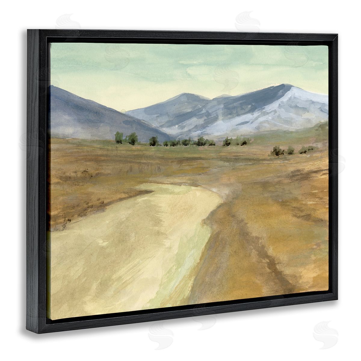 Distant Desert Mountains Black Floating Frame Canvas Wall Art, Home Decor by Michael Willett