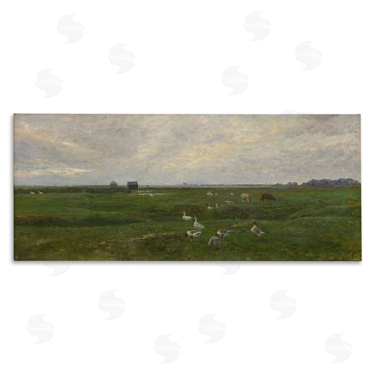 Grazing Ducks & Horses Canvas Wall Art, Home Decor by Grace Popp