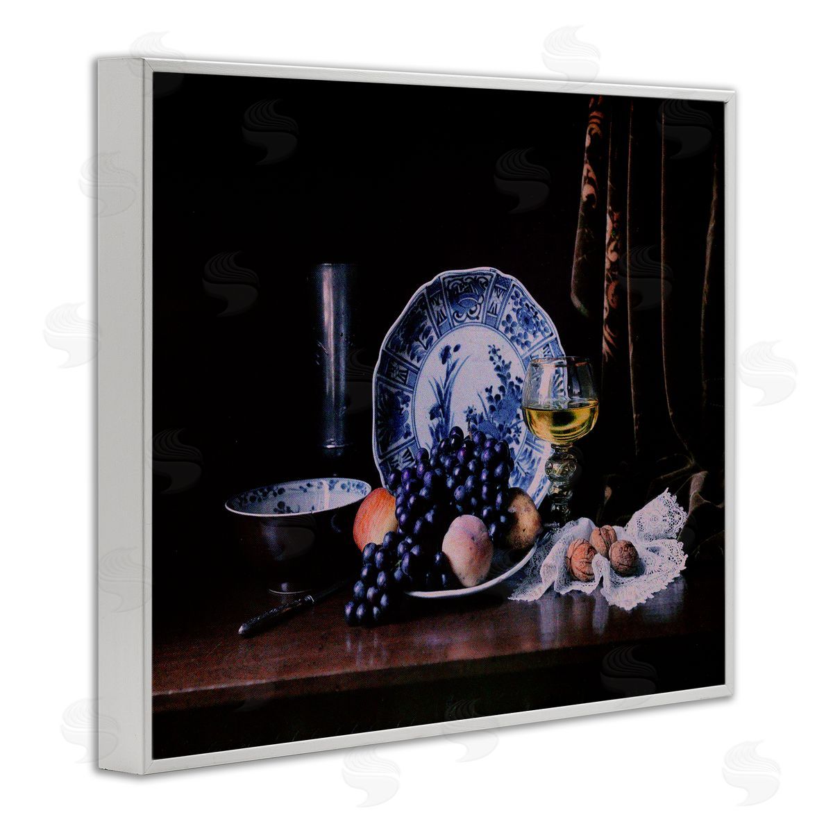 Baroque Still Life White Frame Print Wall Art, Home Decor by Unknown