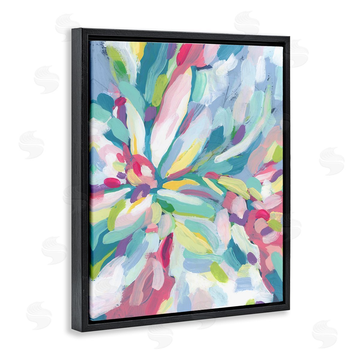 Centric Paint Strokes Black Floating Frame Canvas Wall Art, Home Decor by June Erica Vess