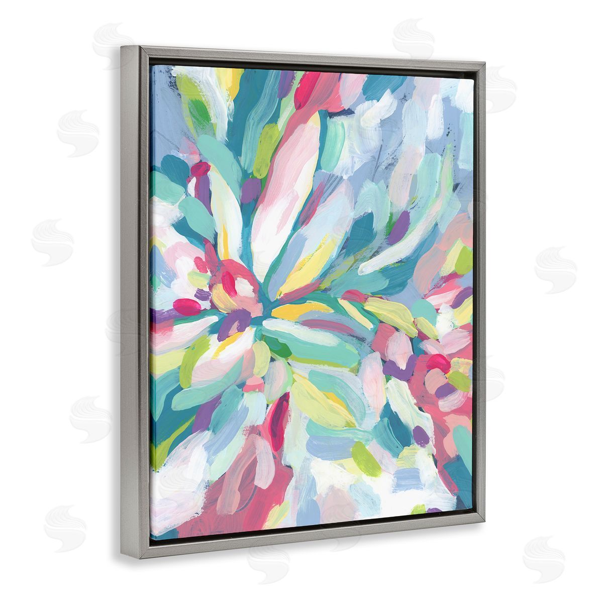 Centric Paint Strokes Grey Floating Frame Canvas Wall Art, Home Decor by June Erica Vess