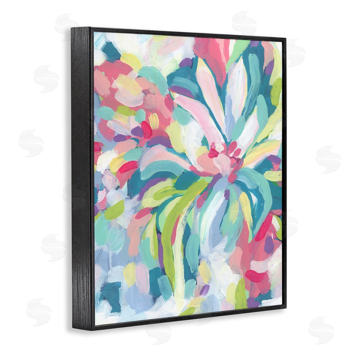 Modern Bold Flower Strokes Black Frame Print Wall Art, Home Decor by June Erica Vess
